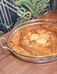 Vintage Italian brass marquetry tray
