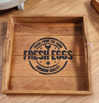 Rustic wood tray with stencil