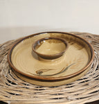 Glazed pottery chip & dip platter
