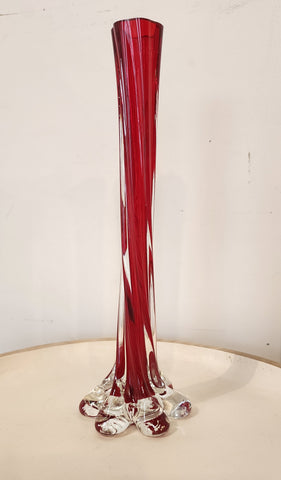 Ruby Red Elephant Foot Vase