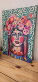 Funky lady canvas art (blue)